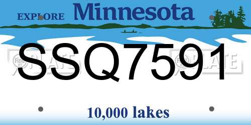 SSQ7591 Minnesota License Plate