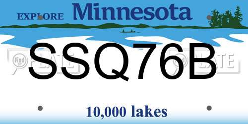 SSQ76B Minnesota License Plate