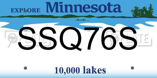SSQ76S Minnesota License Plate