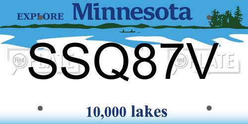 SSQ87V Minnesota License Plate