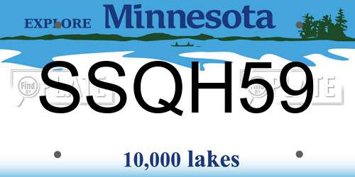 SSQH59 Minnesota License Plate