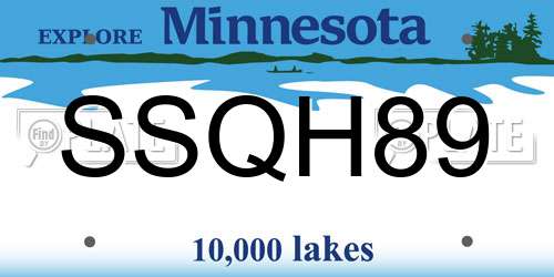 SSQH89 Minnesota License Plate