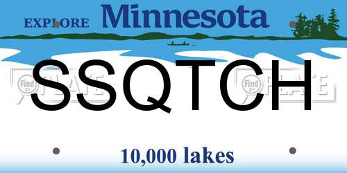 SSQTCH Minnesota License Plate