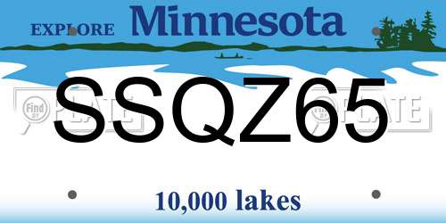 SSQZ65 Minnesota License Plate
