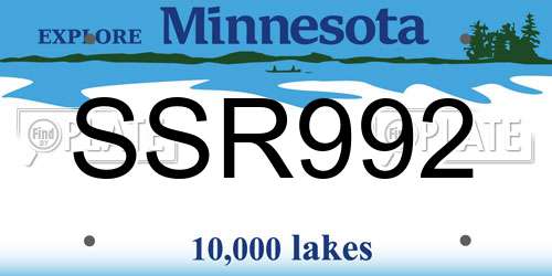 SSR992 Minnesota License Plate