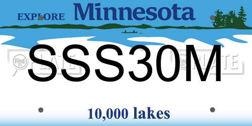 SSS30M Minnesota License Plate