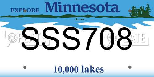 SSS708 Minnesota License Plate