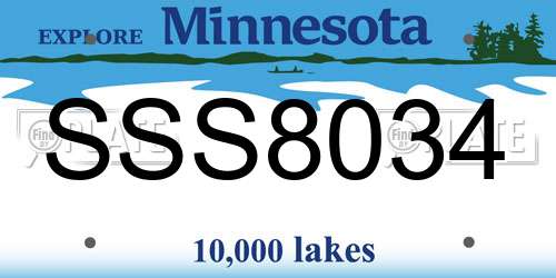 SSS8034 Minnesota License Plate