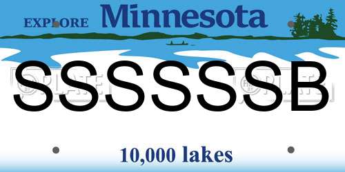 SSSSSSB Minnesota License Plate