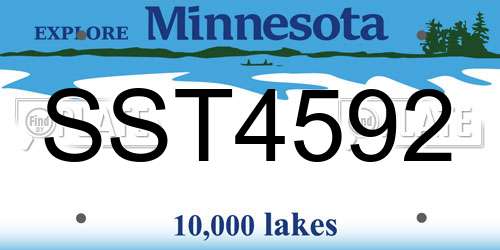 SST4592 Minnesota License Plate