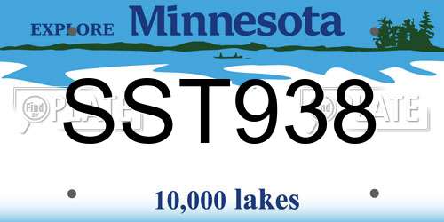 SST938 Minnesota License Plate