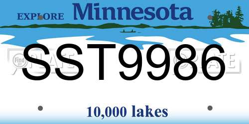 SST9986 Minnesota License Plate
