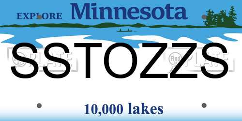 SSTOZZS Minnesota License Plate