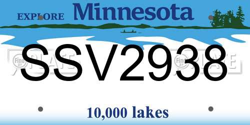 SSV2938 Minnesota License Plate