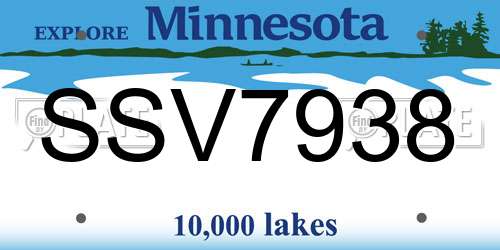 SSV7938 Minnesota License Plate