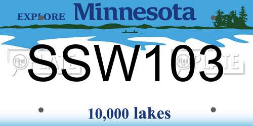 SSW103 Minnesota License Plate