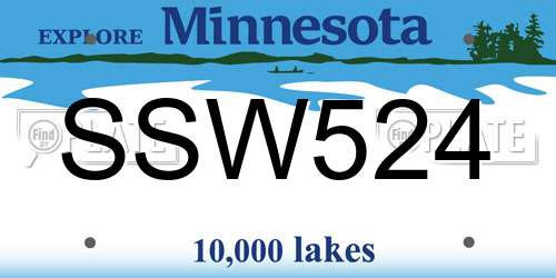 SSW524 Minnesota License Plate
