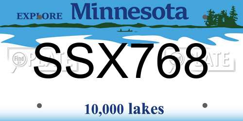 SSX768 Minnesota License Plate
