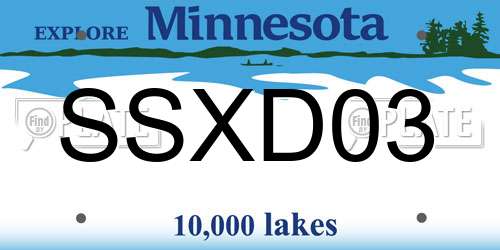 SSXD03 Minnesota License Plate