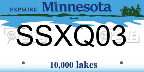 SSXQ03 Minnesota License Plate