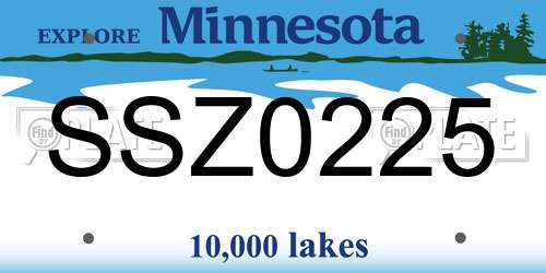 SSZ0225 Minnesota License Plate