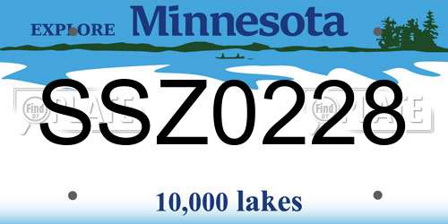 SSZ0228 Minnesota License Plate