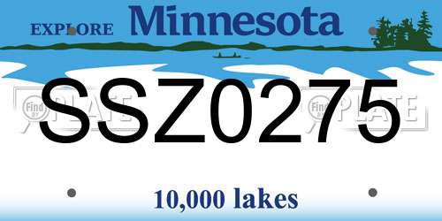 SSZ0275 Minnesota License Plate