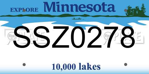 SSZ0278 Minnesota License Plate