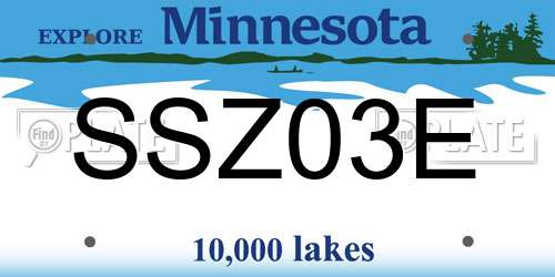 SSZ03E Minnesota License Plate