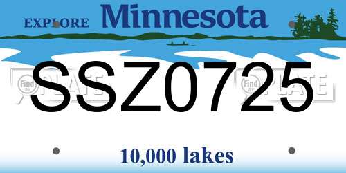 SSZ0725 Minnesota License Plate
