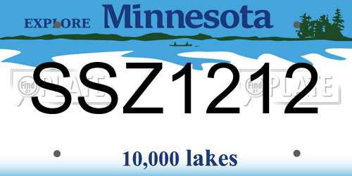 SSZ1212 Minnesota License Plate