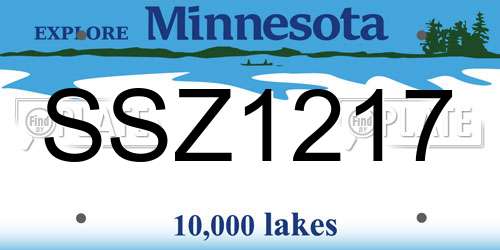 SSZ1217 Minnesota License Plate
