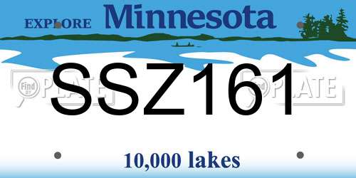 SSZ161 Minnesota License Plate