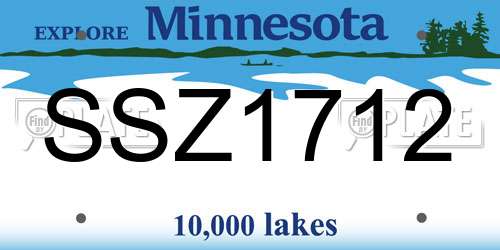 SSZ1712 Minnesota License Plate