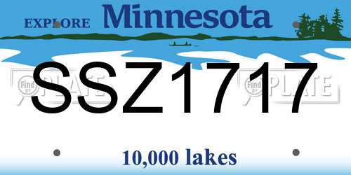 SSZ1717 Minnesota License Plate
