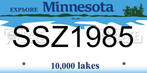 SSZ1985 Minnesota License Plate