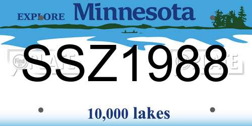 SSZ1988 Minnesota License Plate