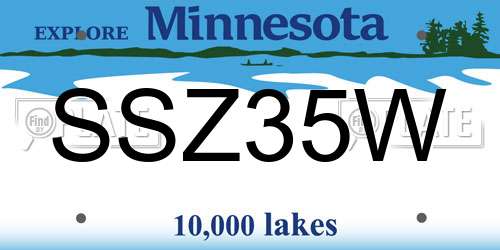 SSZ35W Minnesota License Plate