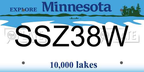 SSZ38W Minnesota License Plate