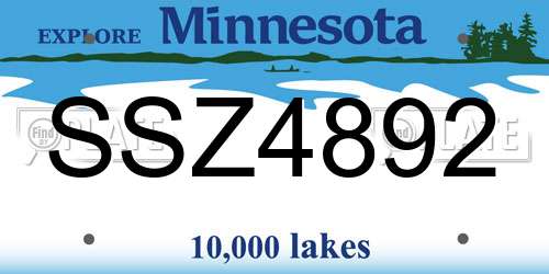 SSZ4892 Minnesota License Plate