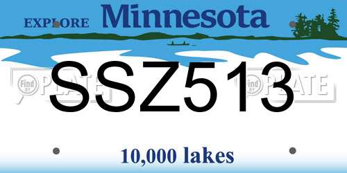 SSZ513 Minnesota License Plate