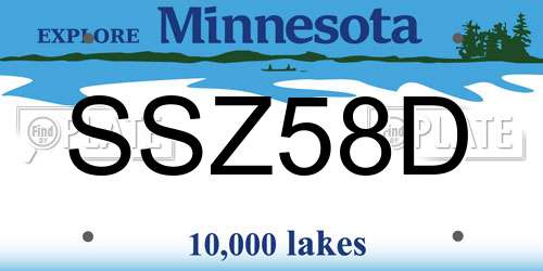 SSZ58D Minnesota License Plate
