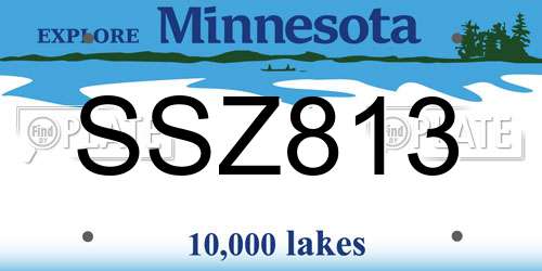 SSZ813 Minnesota License Plate