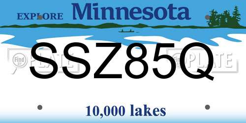 SSZ85Q Minnesota License Plate