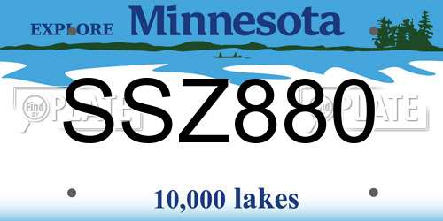 SSZ880 Minnesota License Plate