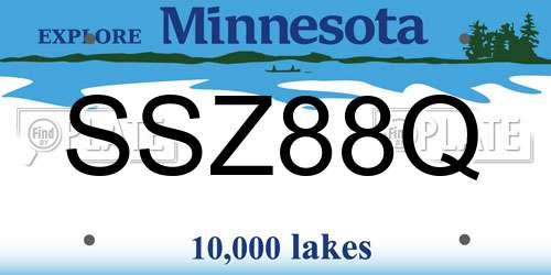 SSZ88Q Minnesota License Plate