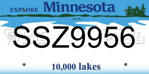 SSZ9956 Minnesota License Plate