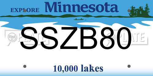 SSZB80 Minnesota License Plate