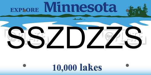 SSZDZZS Minnesota License Plate