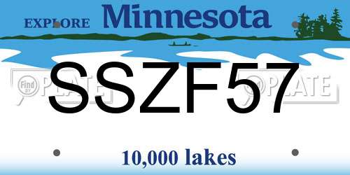 SSZF57 Minnesota License Plate